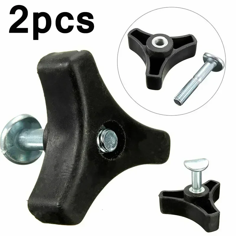 2pcs Triangle Handle Knob Nut Screw Bolt Set Plastic Triple-Cornered Handle Knob Nut For Lawn Mower Machine Garden Power Tools