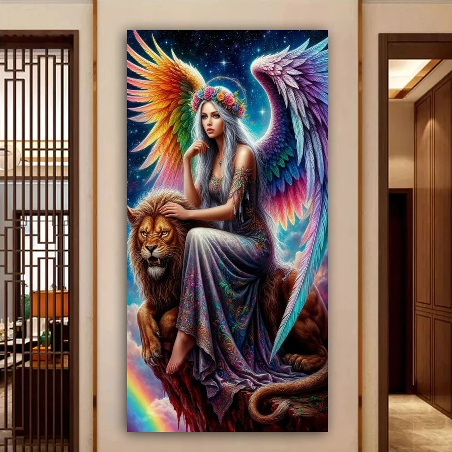 

Angel Woman Lion Large Size Diy Diamond Art Painting Kits New Collection Fairy Animals Full Drill Mosaic Embroidery Picture