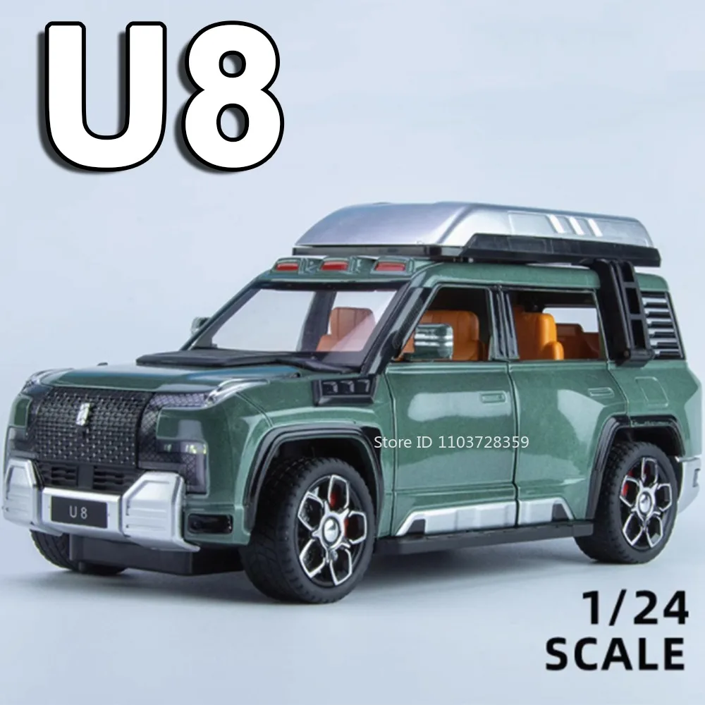 

1:24 Model Toy BYD YANGWANG U8 Cars Alloy Diecast Off-road Vehicles Sound Light Doors Opened Pull Back Car Toys for Boys Gifts