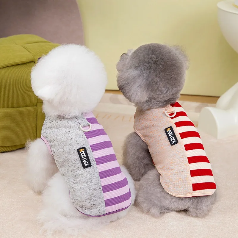 Attractable Puppy Clothes Summer Thin Teddy Vest Bichon Frise Striped T-Shirt Yorkshire Pullover Pet Supplies