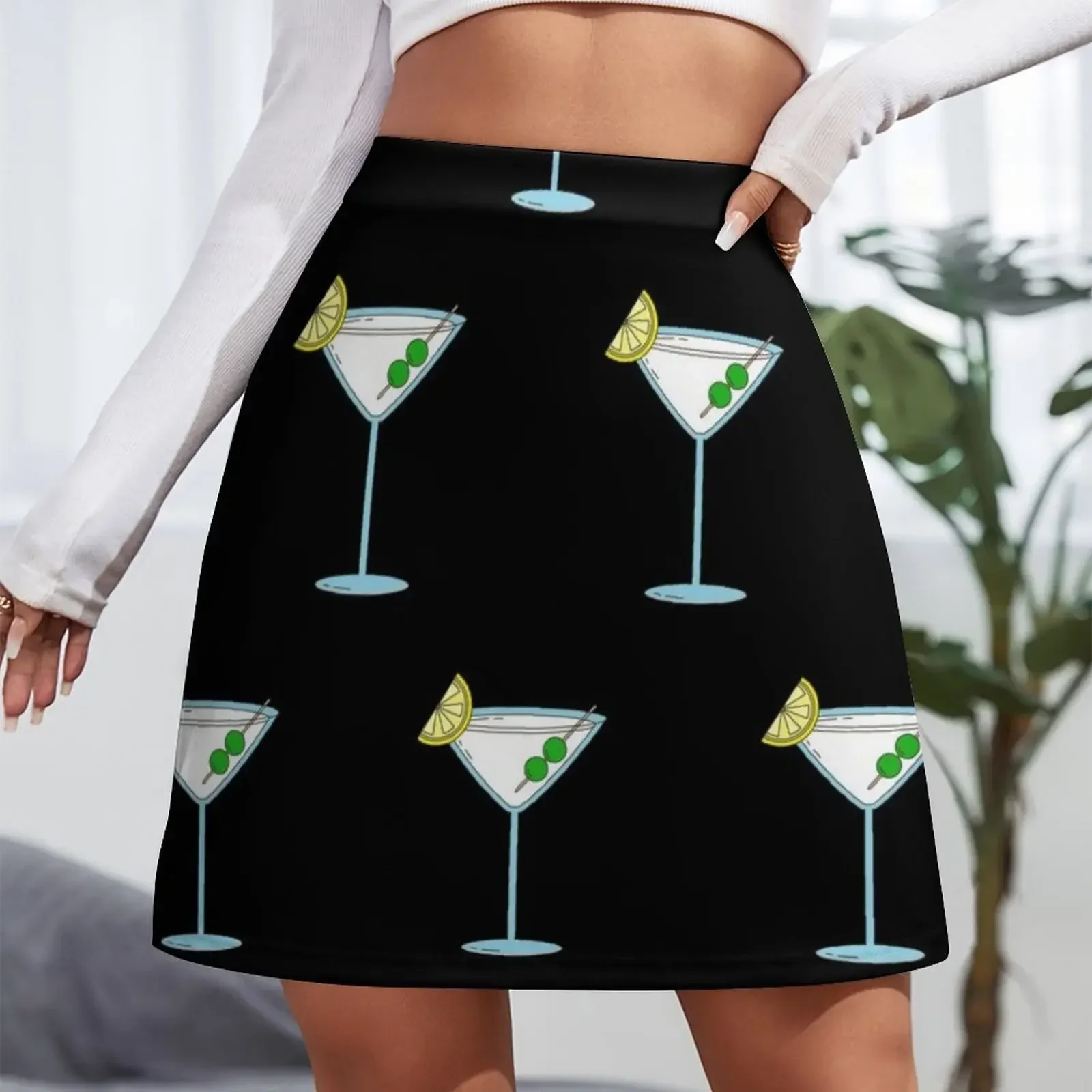 Martini Cocktail Glass Bartender Alcohol Liquor Mini Skirt novelty in clothes elegant dresses for women Women's clothing