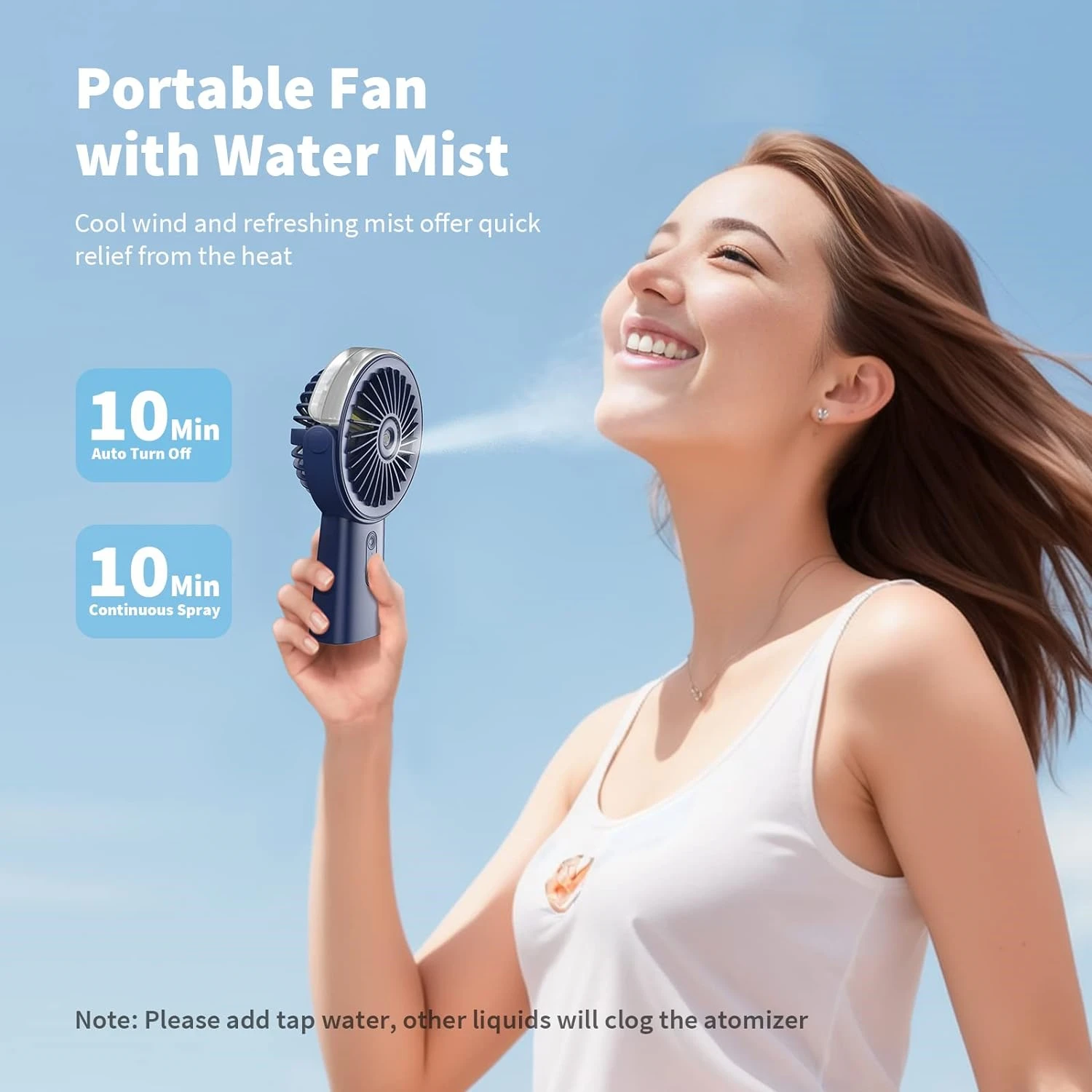 Portable Misting Fan, Handheld Mist Fan, USB Power Bank, 90° Adjustable Small Mister Fan, Personal Cooling Water Spray Fan