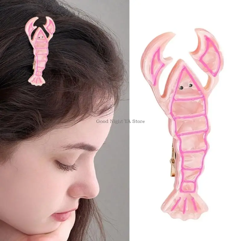 

Trendy Crustacean Styles Acetate Hair Clip For Women Lobster Design Secure Grip Lightweight Hair Accessory