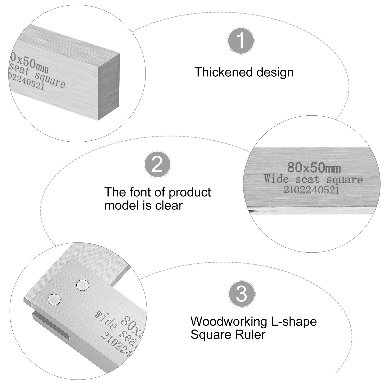 

L Shaped Square Ruler Carbon Steel Wide Seat 3D Woodworking Tool Right Angle Measuring Engineer Thick Chassis Stable