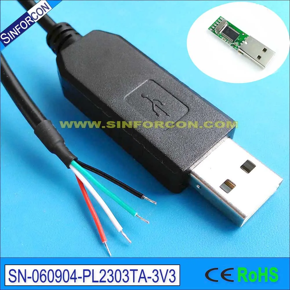 Prolific Chip PL2303TA USB UART TTL 3V3 Wire End Cable for RJ Modular Plugs PLC Drive Controller Console Config Program Cable