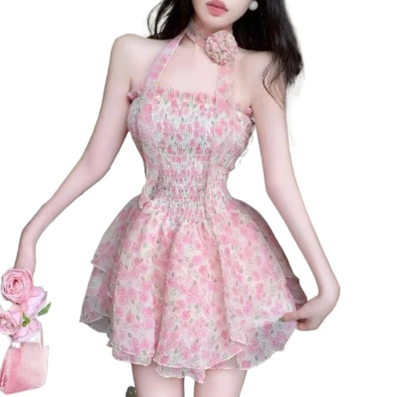 2026 Dress Women Small Spring  Summer French Celebrity Birthday Dress Small Floral Age Reduction Princess Dress Photo Artifact