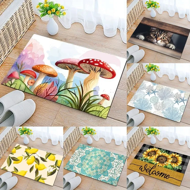 Verträumte Pilz-Fußmatte, Mandala-Sonnenblume, Willkommen, Multi-Thema, Bodenmatte, Wohnzimmer, Schlafzimmer, Badezimmer, Eingang, Teppichdekoration