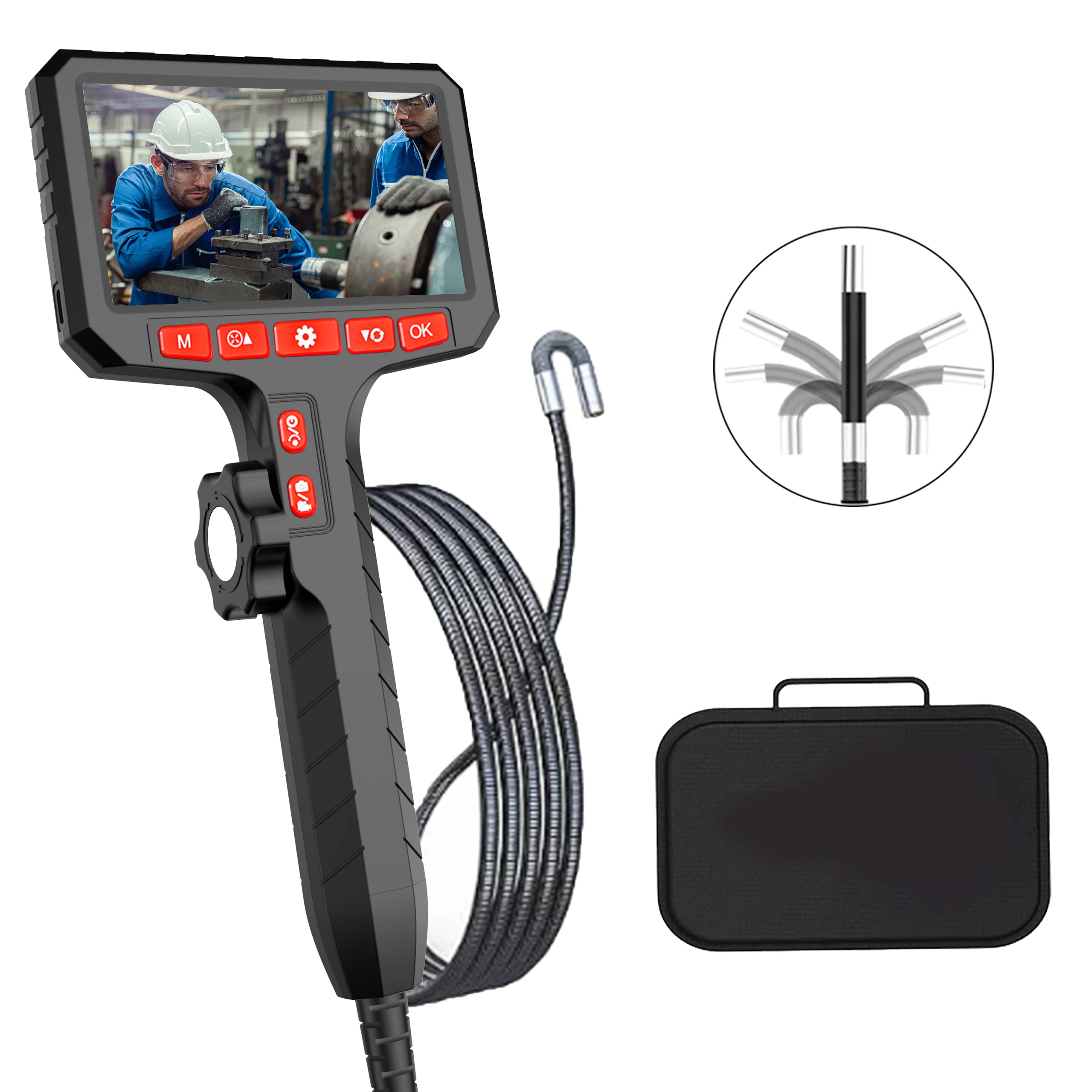 5Inch Borescope,two Way  3.9/6.0mm Camera, HD 1080P with LED Illumination for Automotive Repair, Plumbing Inspection