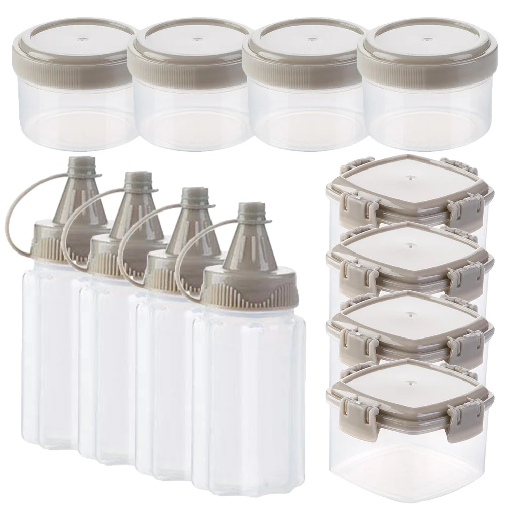 12 pz Salsa Spremere Bottiglie Set Bocca Larga Trasparente Barattoli di Condimento Da Cucina Conservazione Sale Pepe Dispenser Multi-Uso