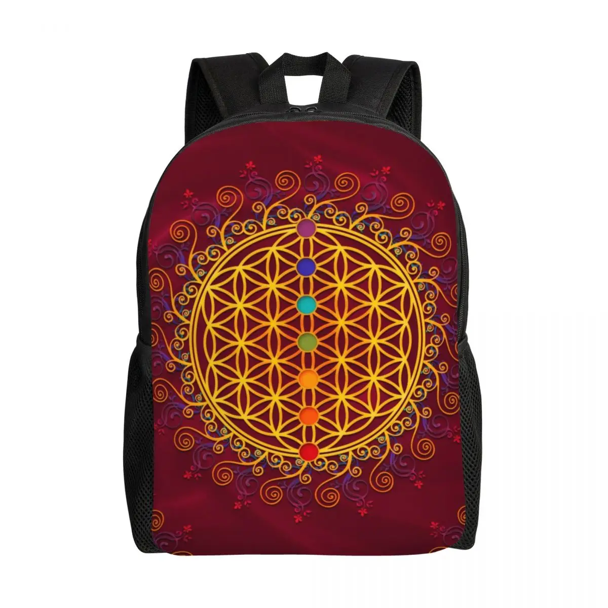 Flower Of Life Backpack for Girls Boys Spirituality Yoga Zen Mandala College School Travel Bags Bookbag Fits 15 Inch Laptop