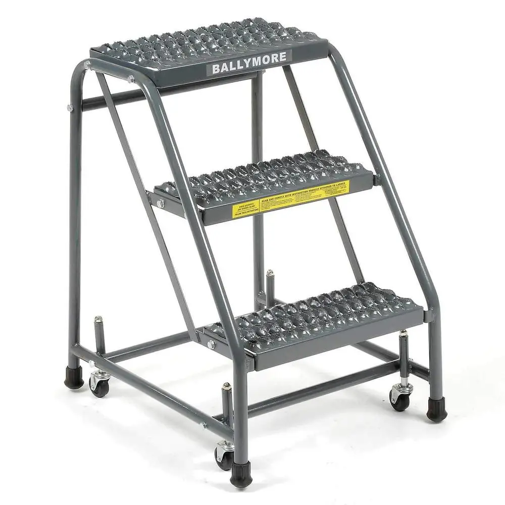 

16 Wide 3-Step Steel Rolling Ladder with 10 Deep Top Step