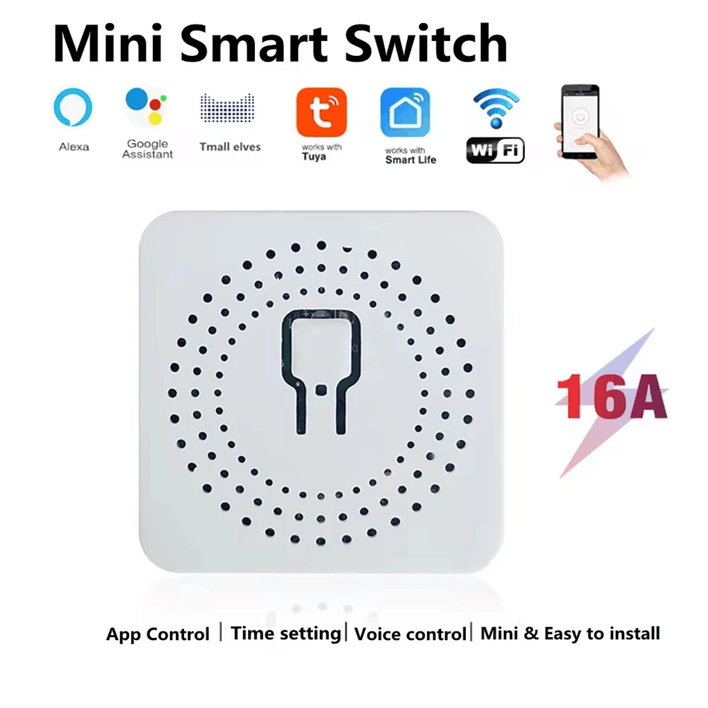 16A Mini Wireless Switch Wifi Smart Switch DIY 2 Way Remote Control Timer Relay Module Breaker Works With Tuya Alexa Google Home