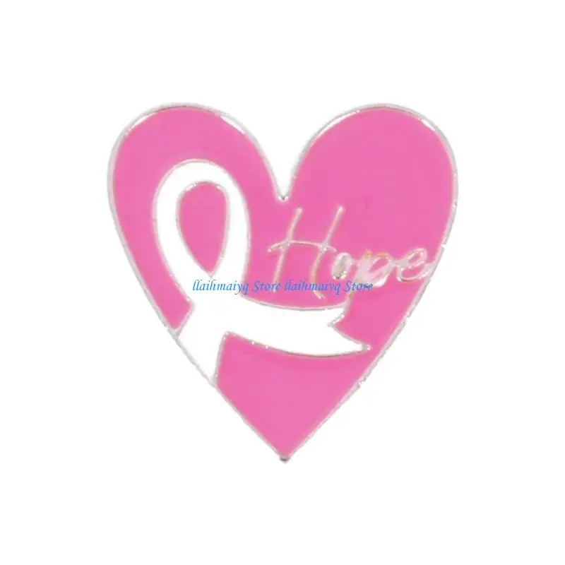 573B Pink Ribbon Brooch Pin for Breast Cancers Awareness Support Women Accessory