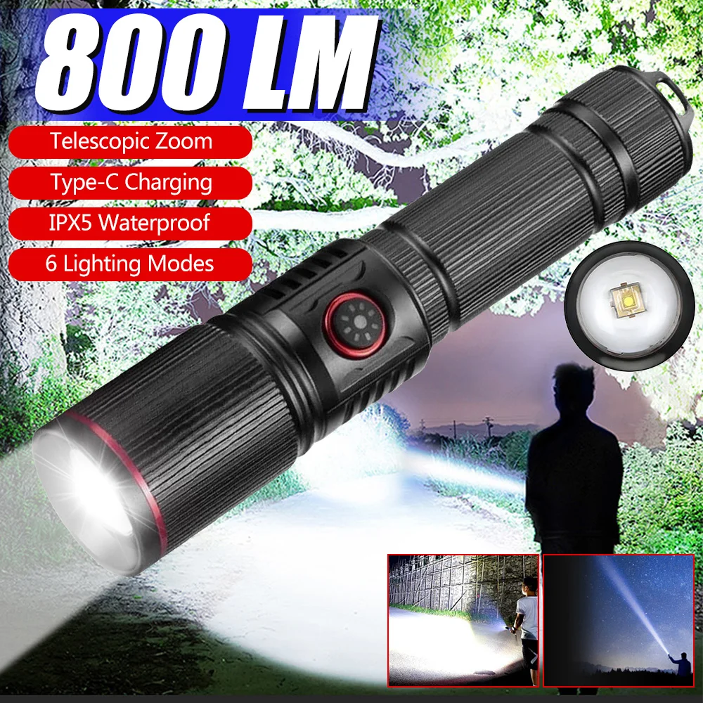 

Super Powerful 30W LED Flashlight USB Rechargeable White Laser Wick Torch Tactical Zoomable Self-defense Camping Lantern