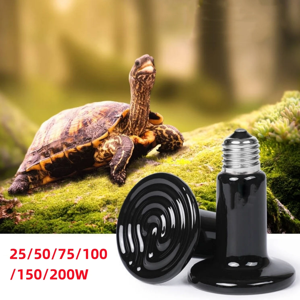 1Pc Reptile Ceramic Heating Lamp 25/50/75/100/150/200W Tortoise Lizard Insulation Lamp Parrot Snake Sauna Sweat Steaming Lamp