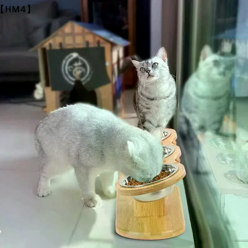 

Приподнятые миски для кошек на деревянной подставке с 3 мисками из нержавеющей стали, принадлежности для кормления и поения для щенков и котят