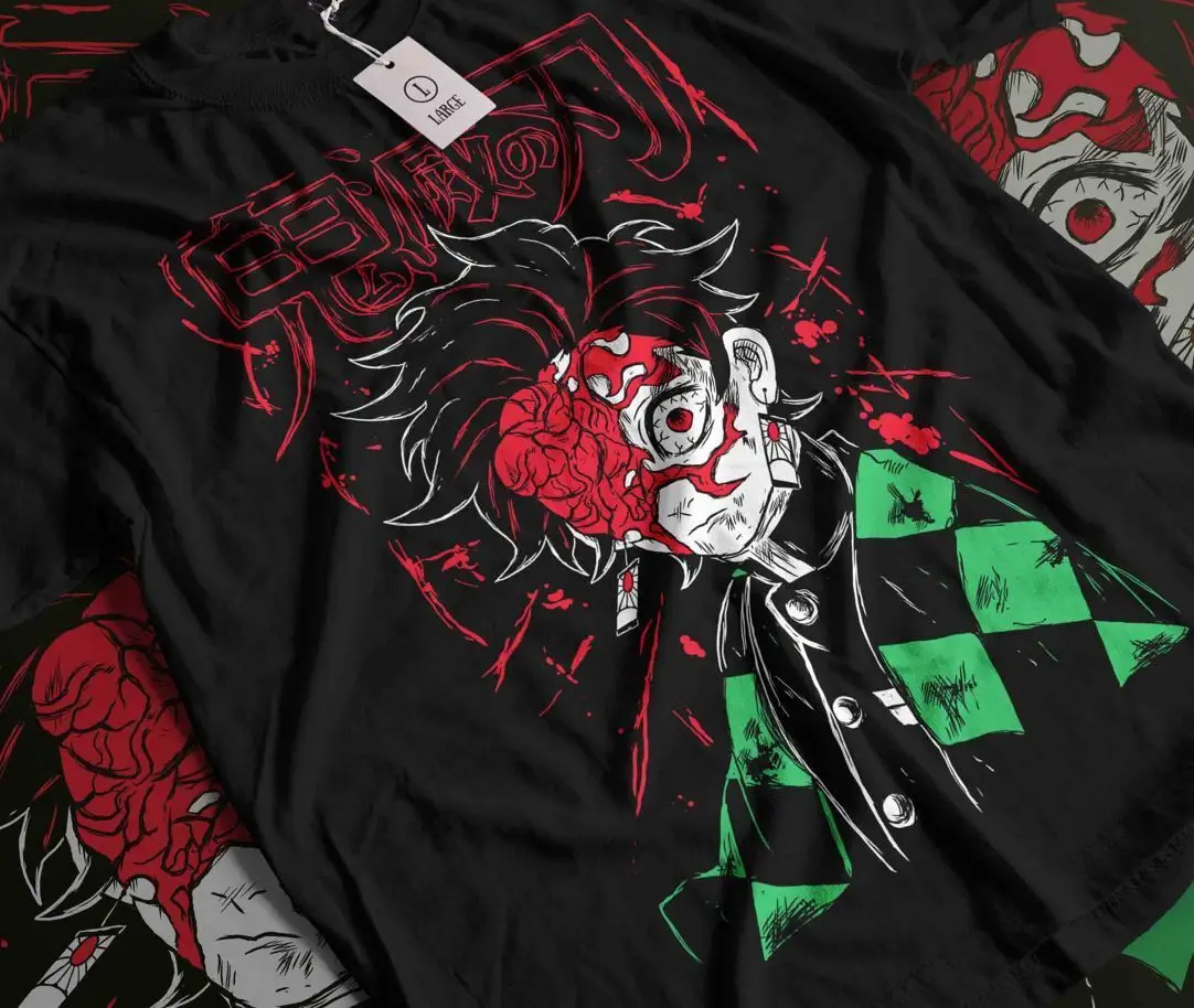 Tanjiro Demon Slayer T-shirt Kimetsu No Yaiba Horror Anime Nezuko Shirt All Size