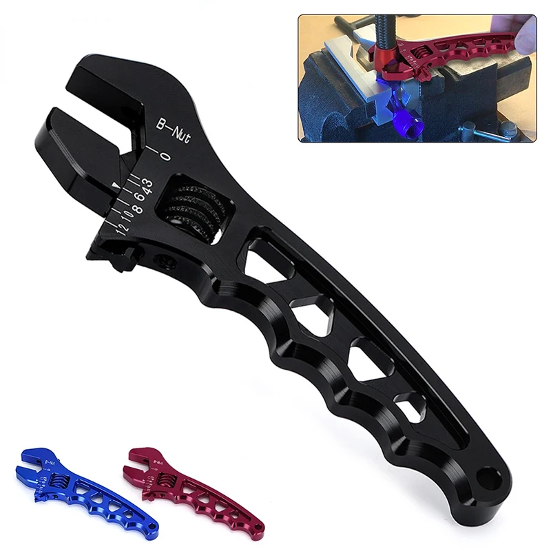 Adjustable AN Aluminum Wrench Hose Fitting Tool Aluminum Spanner AN3-AN12 Wrench Spanner Fitting Tools Red Black Blue Universal