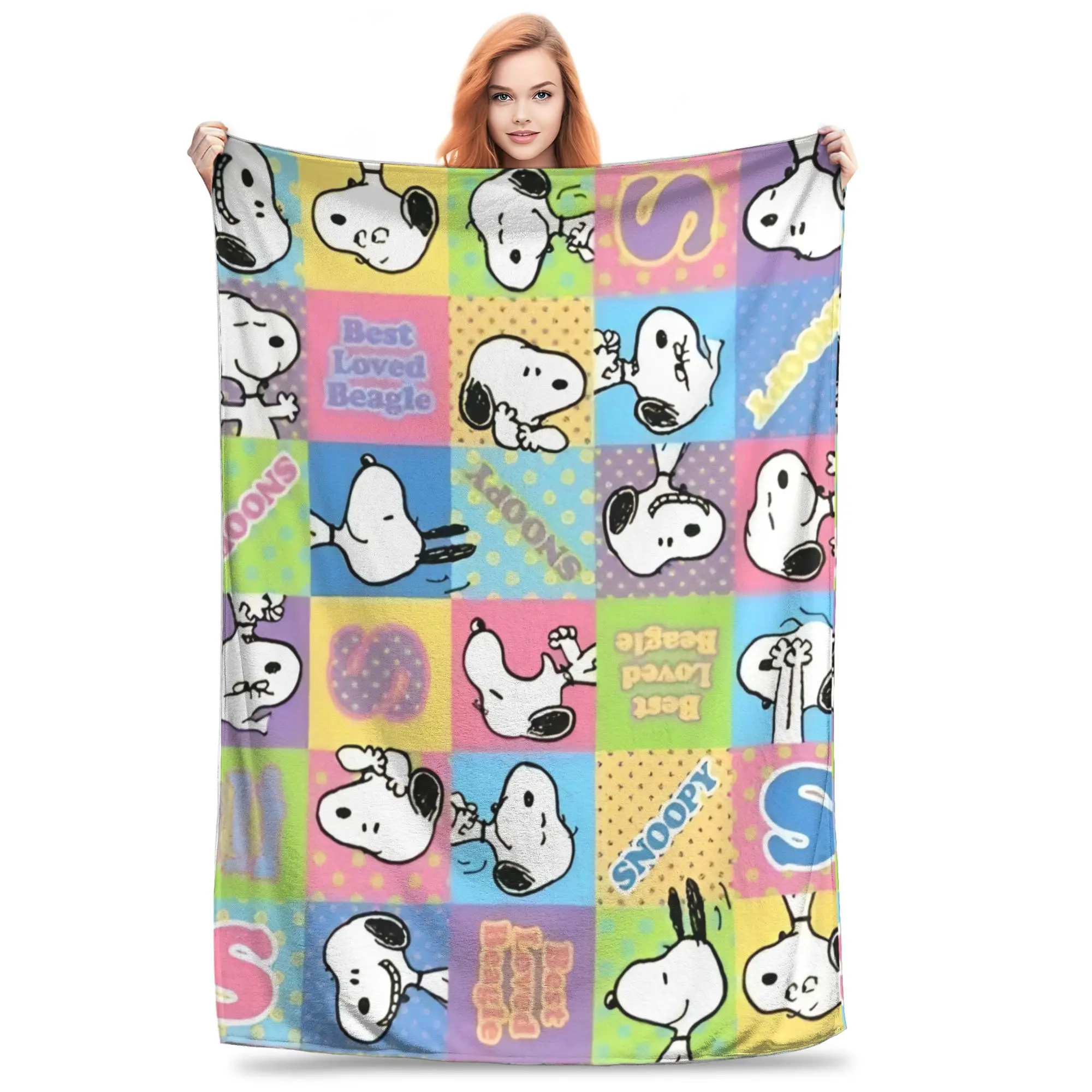 

Snoopys Collage Fuzzy Blanket Cartoon Awesome Throw Blanket for Sofa Bedding Lounge 150*125cm Rug Piece,