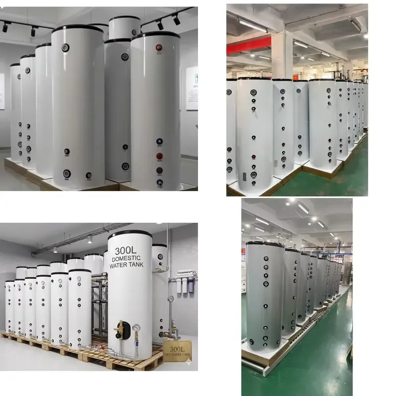 300L Stainless Steel Solar Water Heater Tank 3KW Electric Heater Air Source Heat Pump Buffer Tank Outdoor Hotel Use