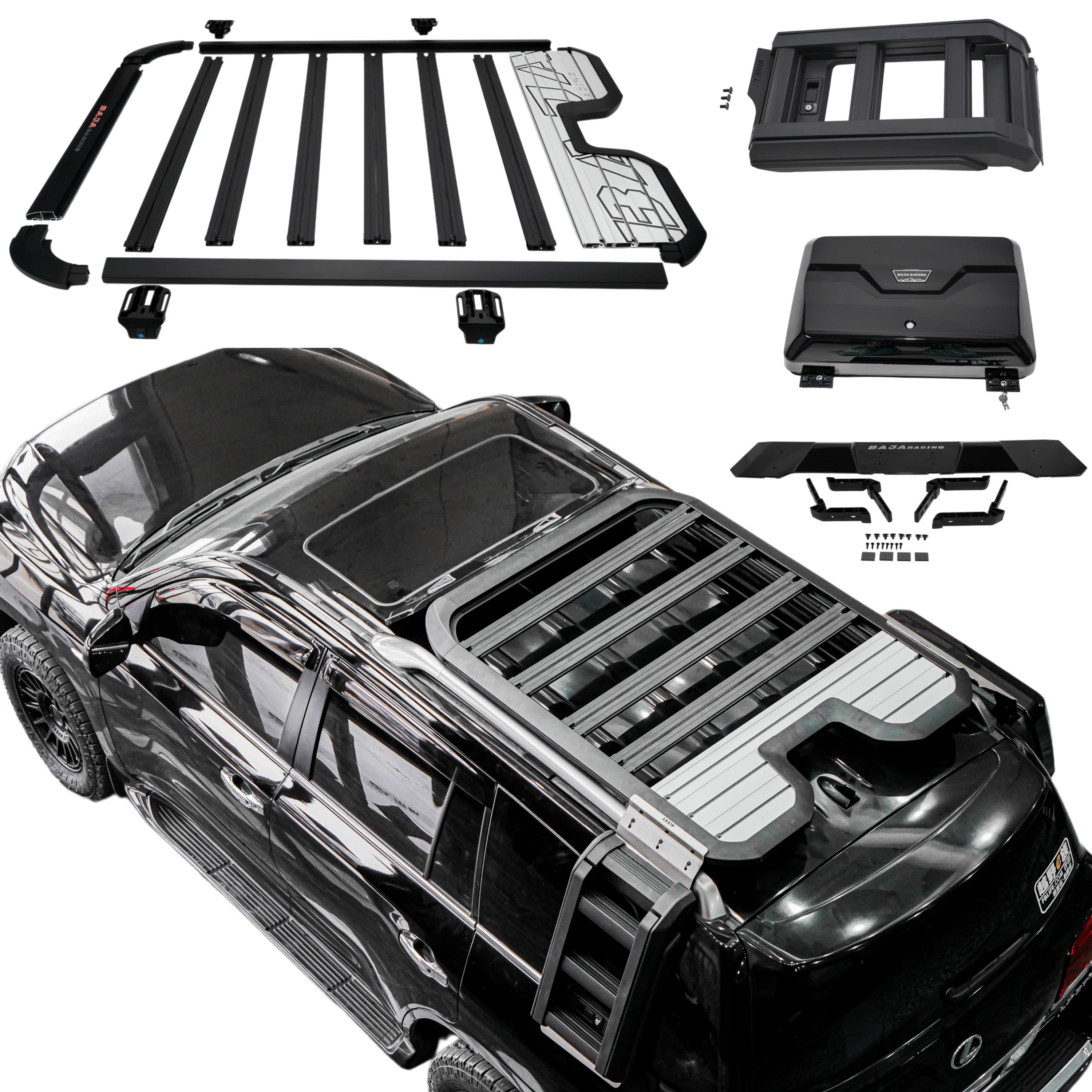 Aluminum Alloy CAR ROOF RACK LADDER STORAGE BOX with High Load Capacity 200kg for LEXUS 570 LX570
