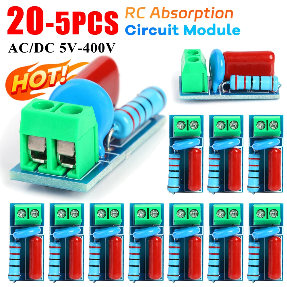 RC Absorption Circuit Module Relay Contact Protection Resistance Surge AC/DC 5V-400V Snubber Board Anti-interference Module