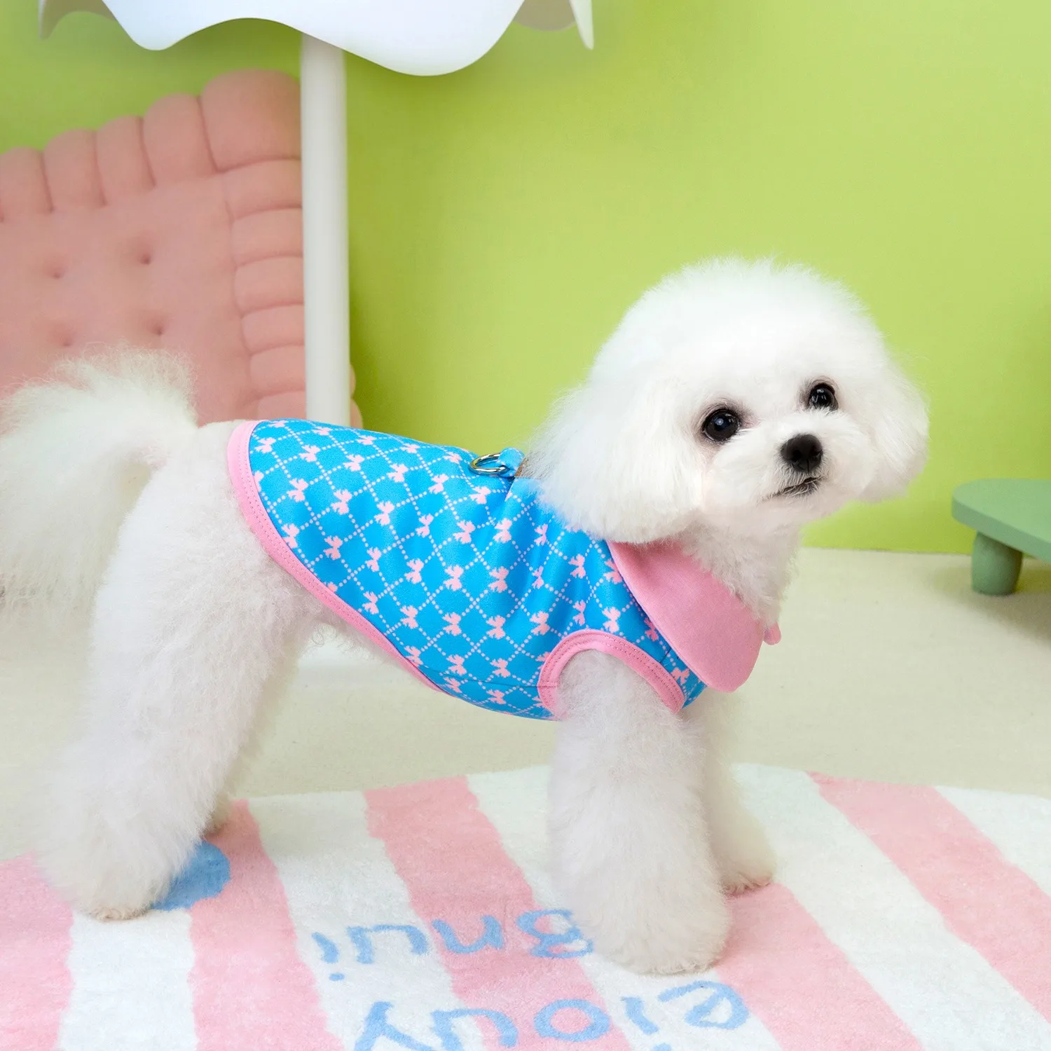 Winter Warm Dog Sweatshirt Teddy Bow Tie Clothes Bichon Frise Small Dog Navy Collar Pullover Cat Two Legs Apparel Pet Supplies