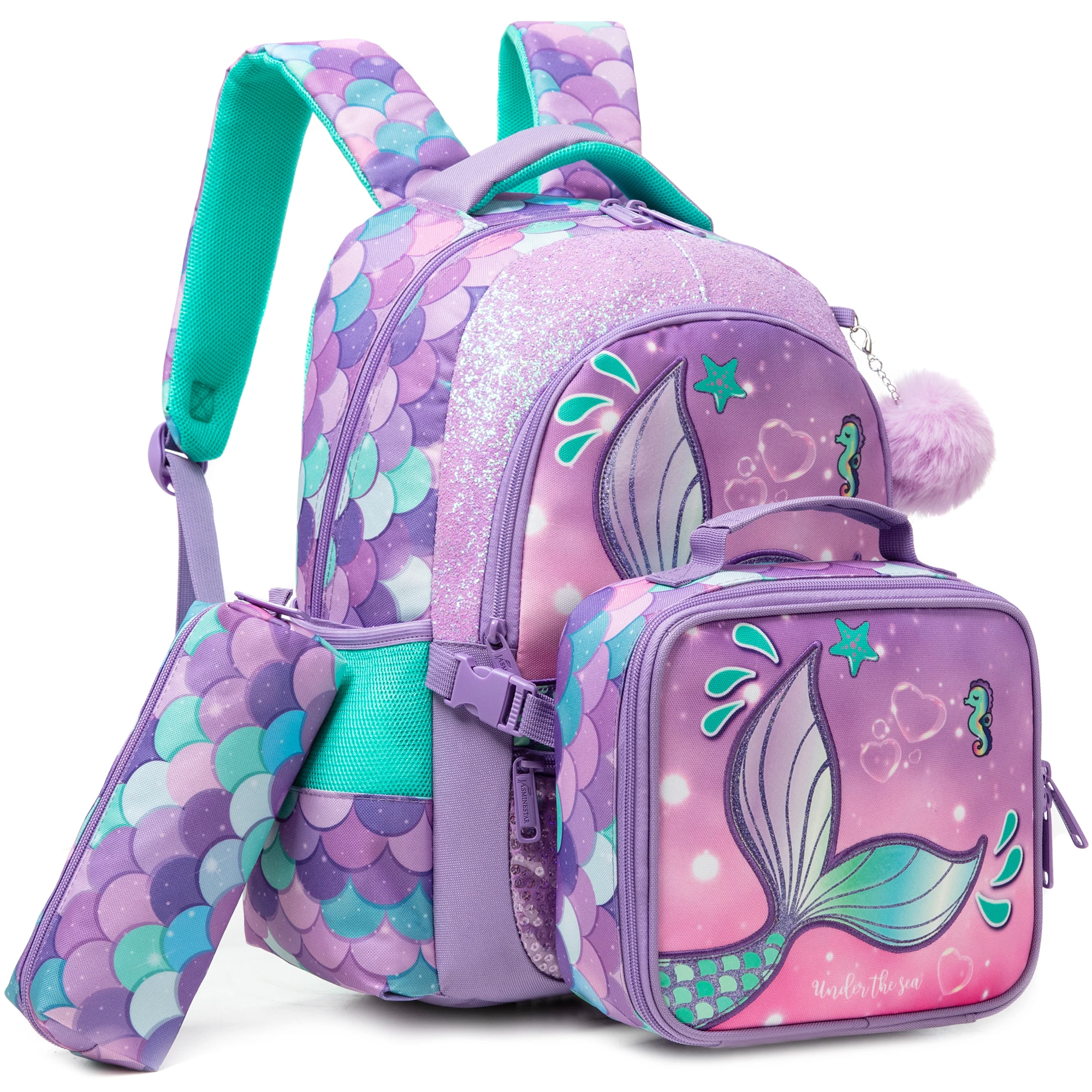 Meetbelify Backpacks for Girls School Bag Cute Girls Backpacks Ages 8-10 with Lunch Box Kids Bookbag Set Travel Backpack