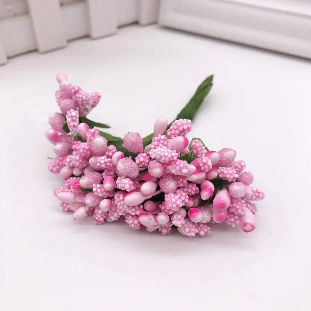 12 pcs Stamen Sugar Handmade Artificial Flowers Cheap Wedding Decoration DIY Wreath Needlework Gift Box Scrapbooking Fake Flower