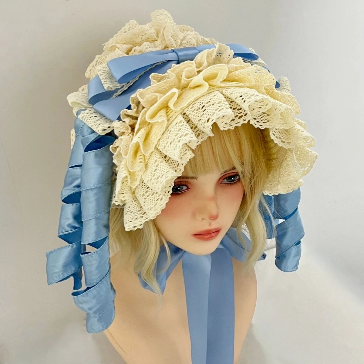Handgefertigter Damen-Viktorianischer Hochzeits- und Teeparty-Hut im 1800er-Stil, Lolita-Hut mit Vintage-Blumen, Strand-Sonnenhut, Strohgeflecht-Hüte – Detail 5