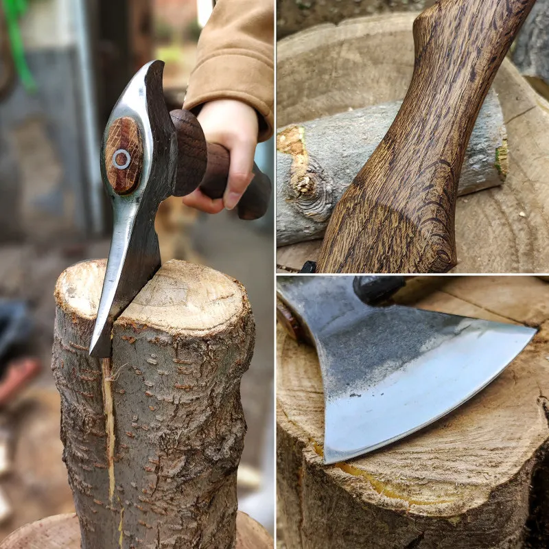 65Mn Steel Quenched Forged Multifunctional Axe - Outdoor Camping Battle Axe Chopping Trees Splitting Firewood - Hand Tool