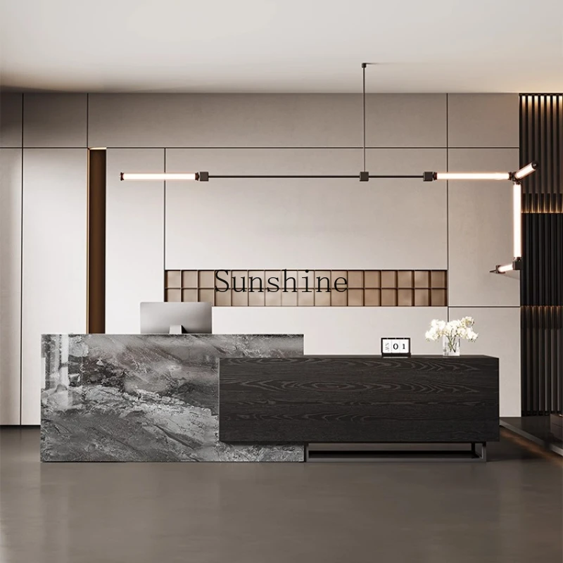 

Light luxury modern solid wood reception desk business office area high-end meeting workbench high-end sense