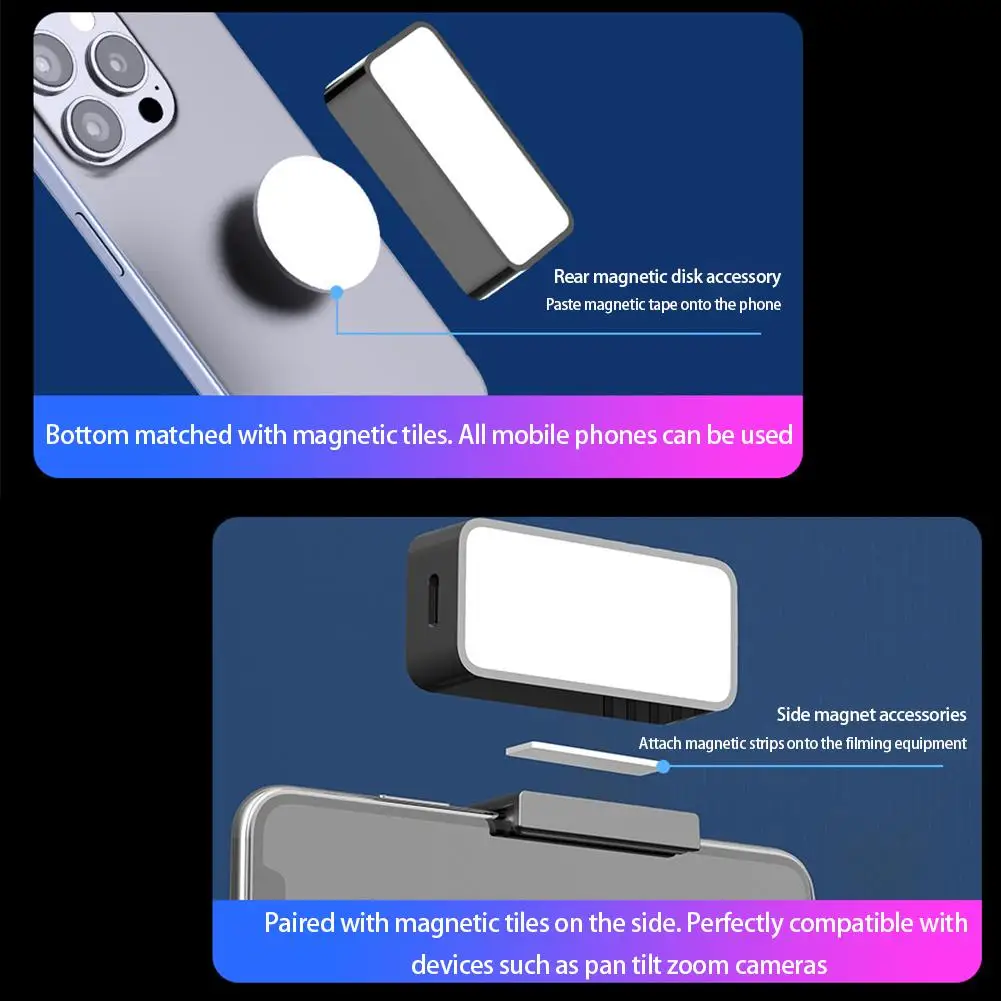 Three-color Magnetic Multi-function Fill Light Outdoor Live Mobile Phone Camera Light Portable Pocket Light