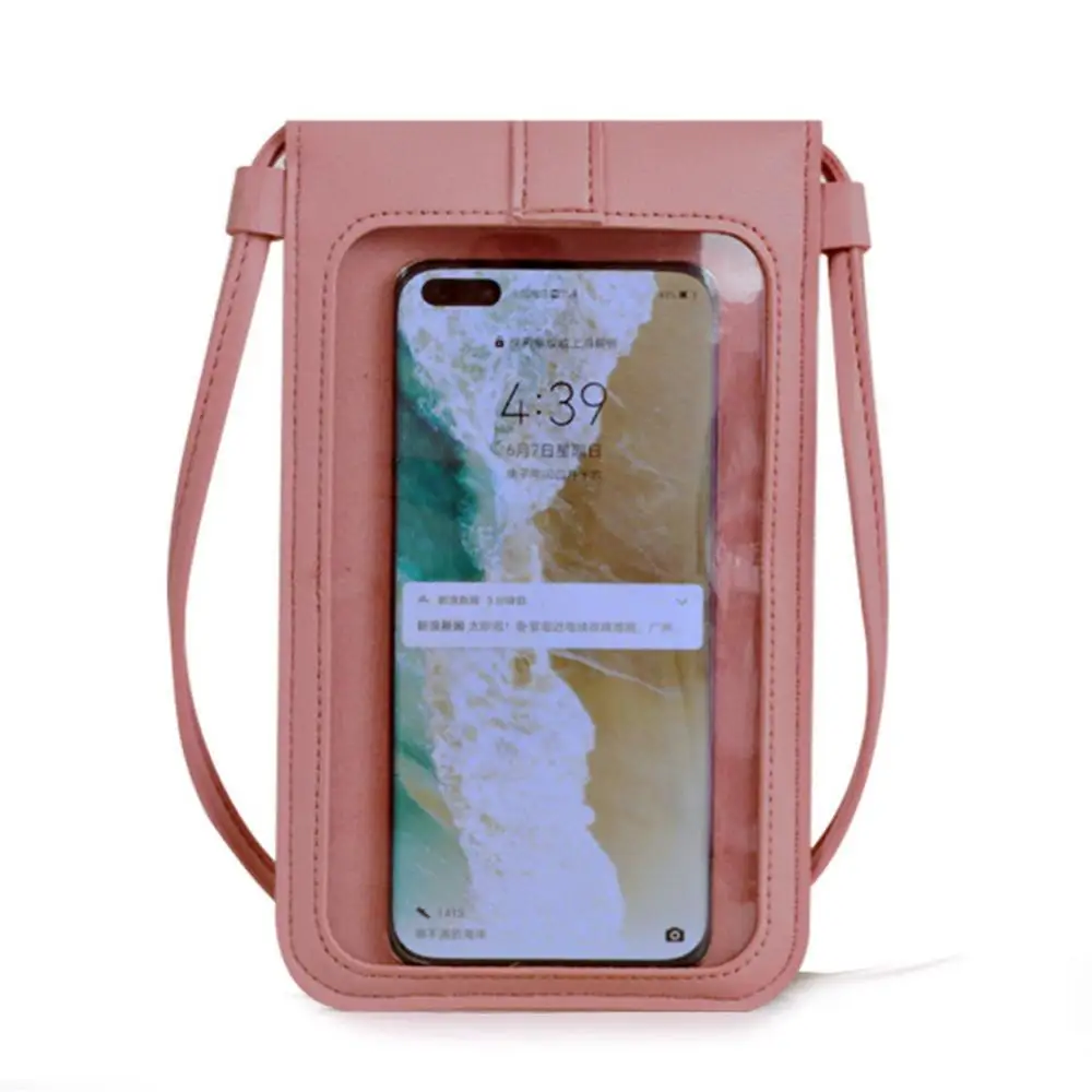 Women Fashion Lock Catch Crossbody Shoulder Bag Clear Phone Touch Screen Purse Мобильный Сенсорный Кошелек 핸드폰 터치스크린 지갑