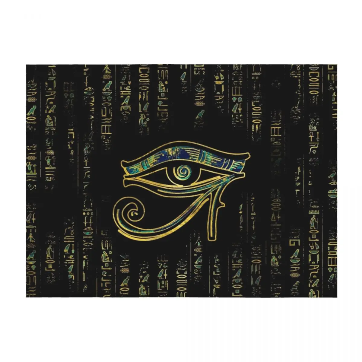 

Egyptian Eye of Horuson hieroglyphics gold and marble Throw Blanket bed plaid Soft Plaid Luxury Designer Blankets