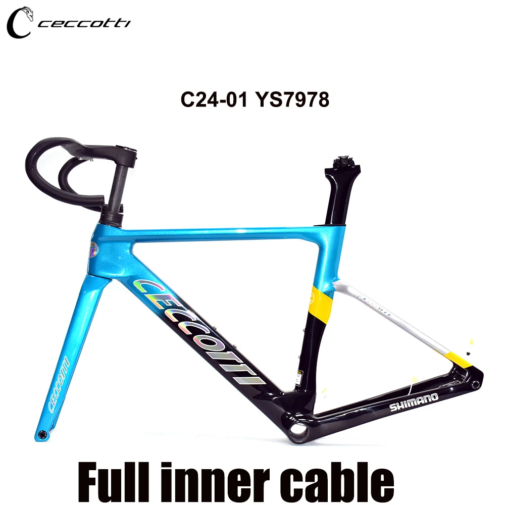 Carbon Fiber Road Bike Frame, Disc Brake Bicycle Frameset  Road Cycling Racing with Handlebar Bicycle Frames