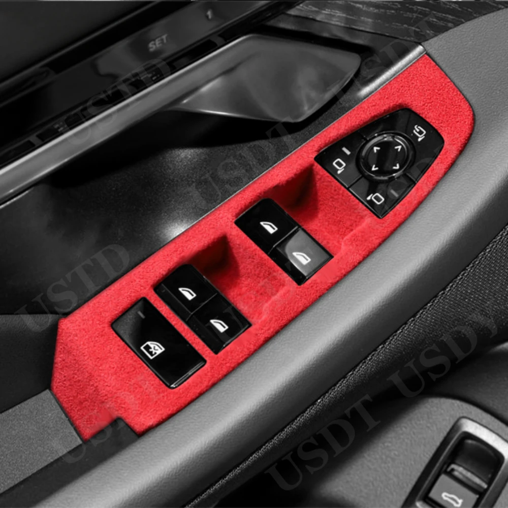 

TOP Suede Car Interiors Overlay Mouldings Panels Fit for BMW 5 Series G60 2024 2025 Window Glass Lifting Button Panel Trim