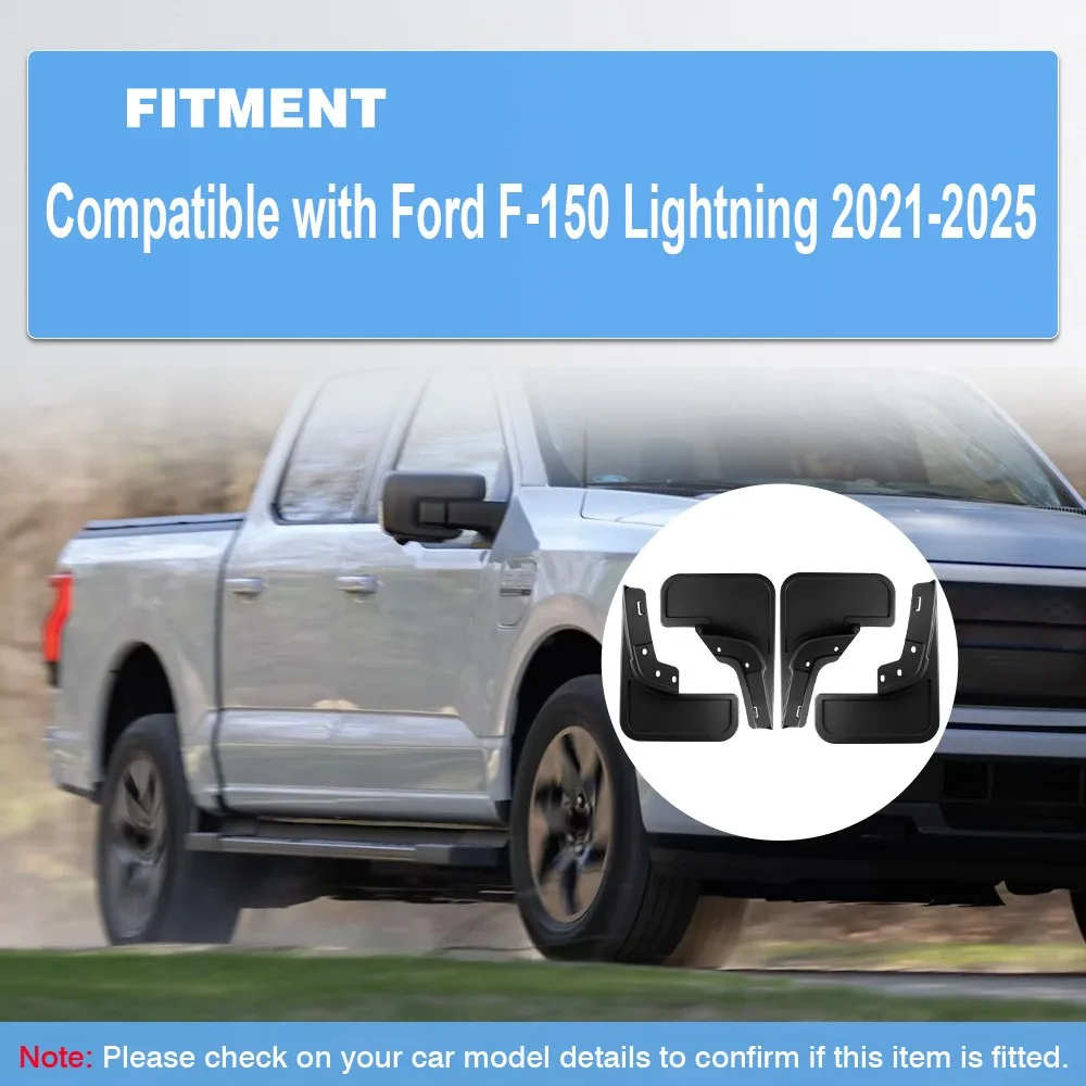 

4PCS Car Front Rear Mud Flaps Fender Splash Guards Mudguards For Ford F-150 Lightning 2021 2022 2023 2024 2025 Mud Flaps kit