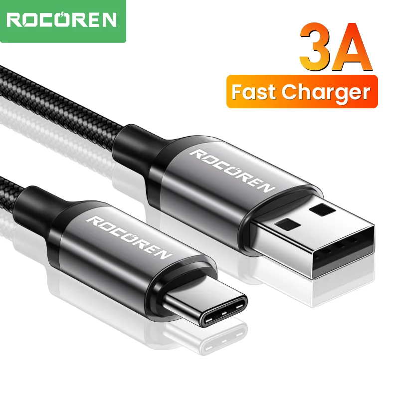 Rocoren USB Type C Cable 3A Fast Charging Charger Wire Cord For Xiaomi Poco F4 F3 Realme Samsung Huawei Mobile Phone Data Cable