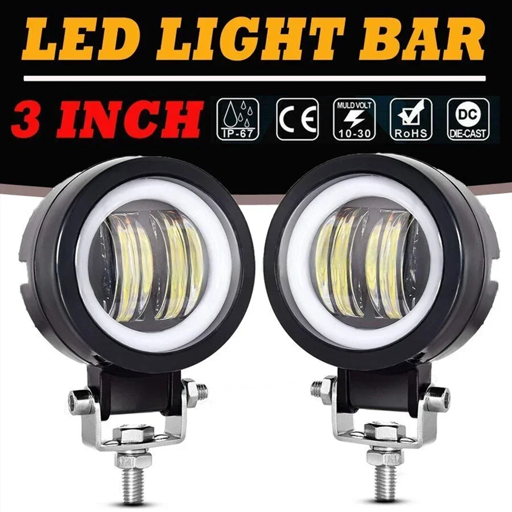 1/2PCS Motorcycle Headlights Round Angel Eye Additional Motorcycle Led Lights Spotlights Auxiliary Fog Lights Accessories