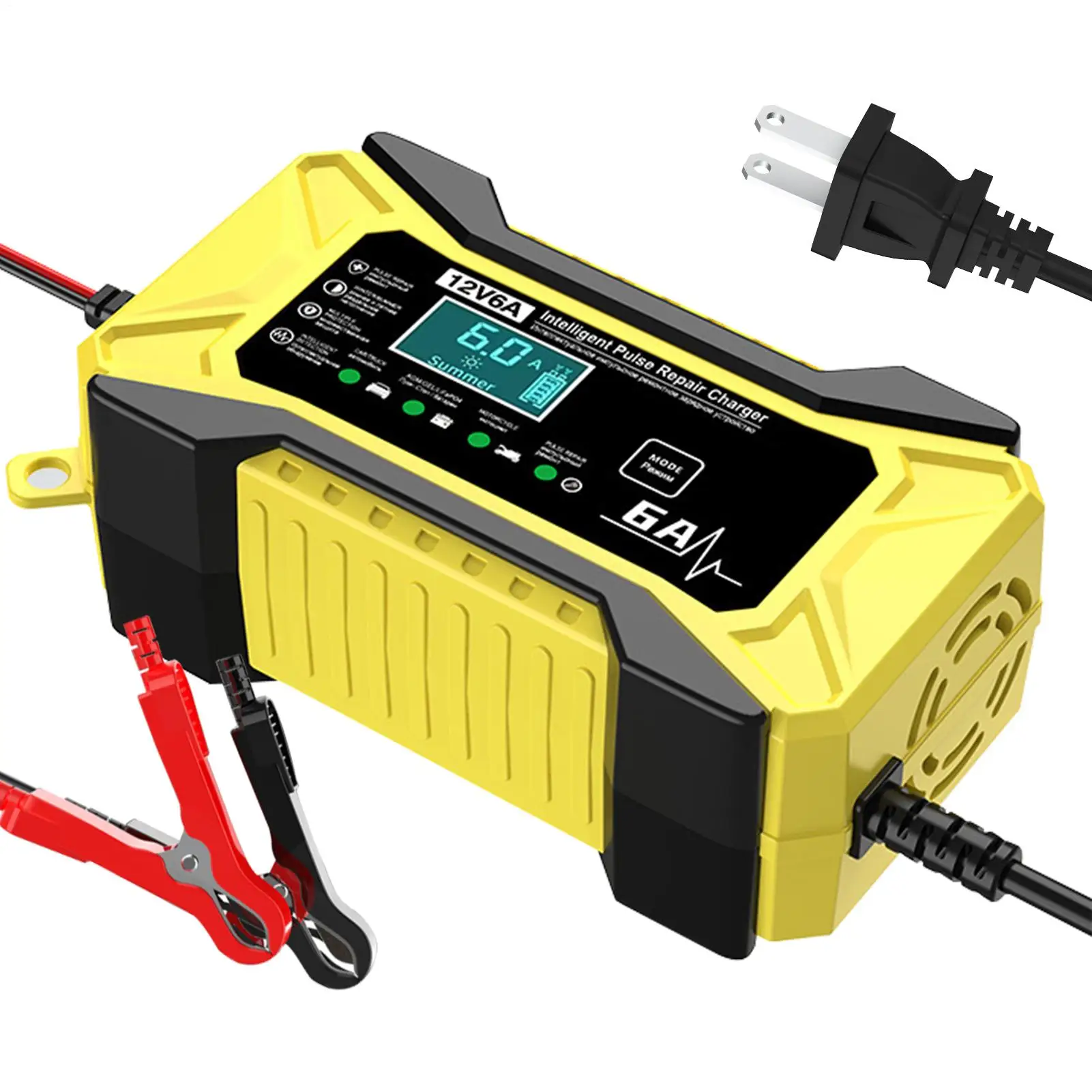 

Car Battery Jump Starter Portable Smart 12v Battery Charger Auto Electronics With LCD Display And Temperature Compensation For