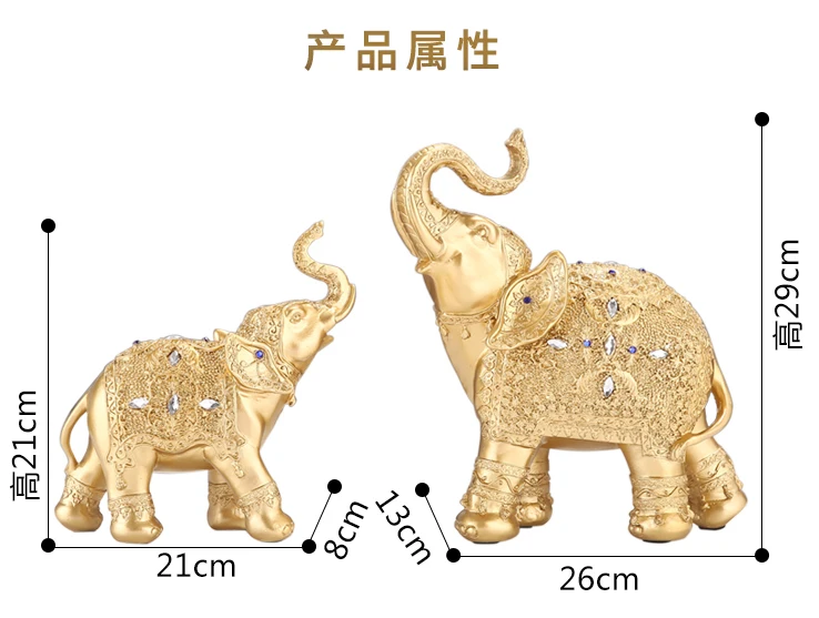 TOP ART- 2020 home office business efficacious FENG SHUI Talisman Protection Auspicious lucky GOLD Elephant Sculpture statue