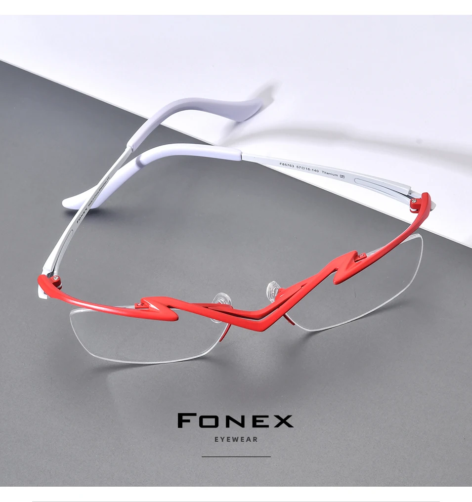 FONEX Titan-Brillengestell für Herren, Markendesign, halbrandlose quadratische Brille, halbrandige japanische ultraleichte Brille 85763 – Detail 2