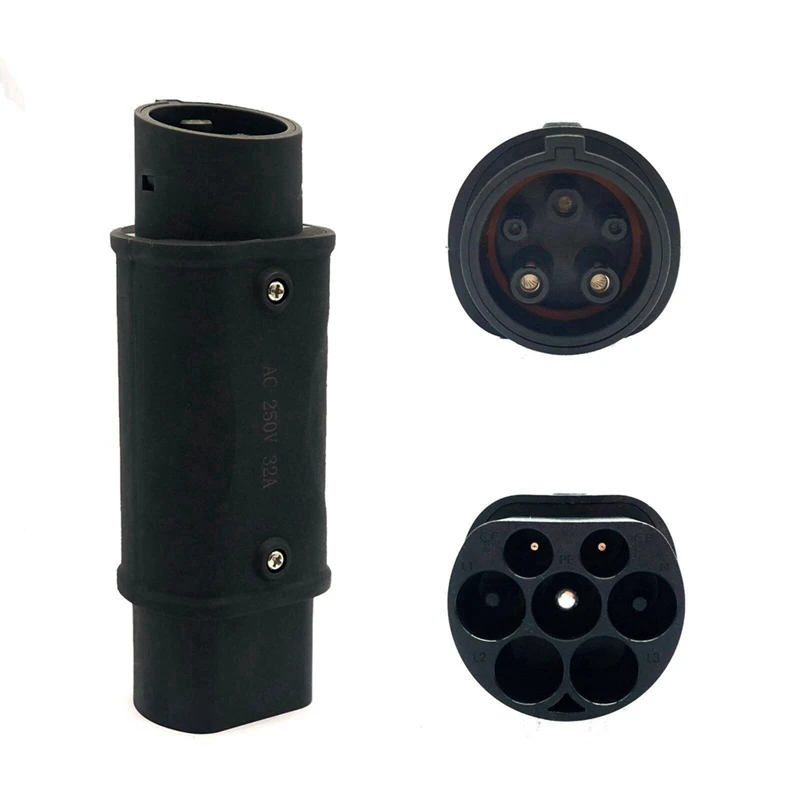 32A EV Charger Connector Electric Vehicle Charging Adaptor EV Adapter Connector SAE J1772 To IEC62196