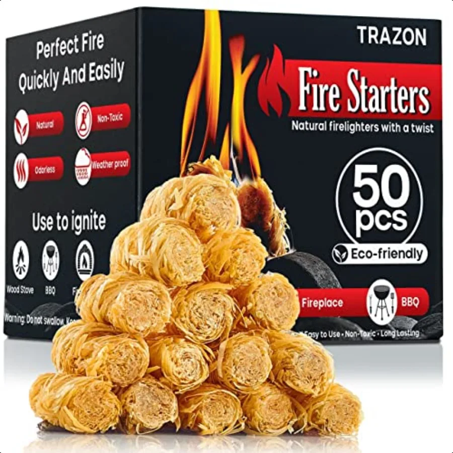 

All Natural Wood Fire Starters: Fireplace Camping Charcoal Starter Grill BBQ Chimney Wood Stove Campfires Fire Pit. Fatwood Sti