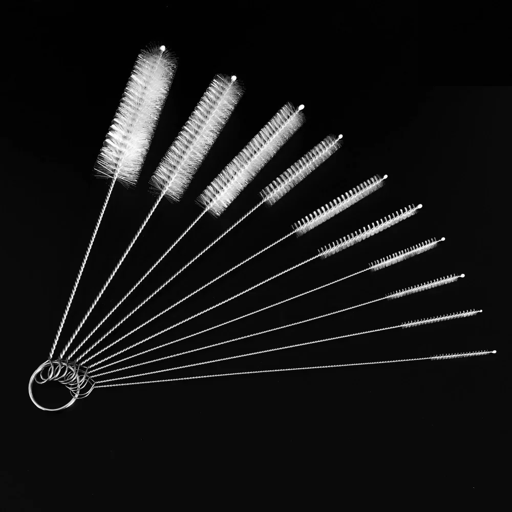 Cleaning Brush 10-piece Set Stainless Steel Nylon Brush Wire Test Tube Dropper Flask Cup Small Brush Household