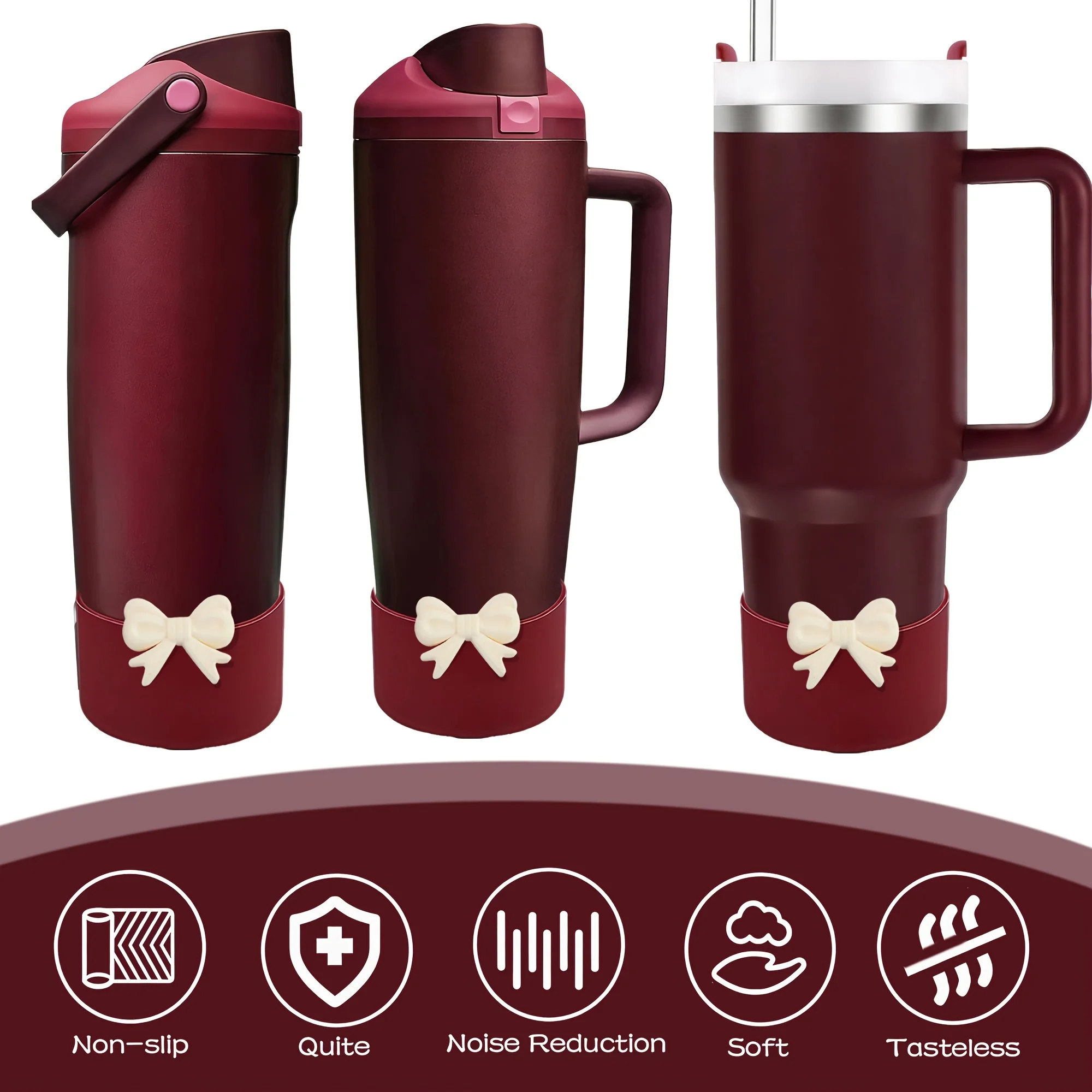 Silicone cup sleeve, non-slip protective base, bottom protective sleeve accessories for water bottles view 6