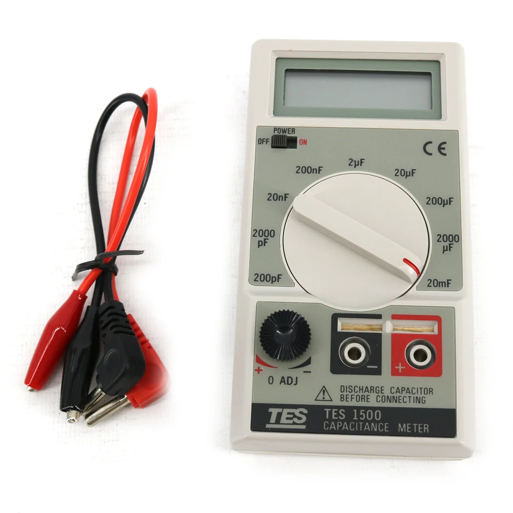 TES-1500 Digital Capacitance Meter Tester Wide Capacity 0.1pF-20,000uF 0.5% Accuracy TES1500