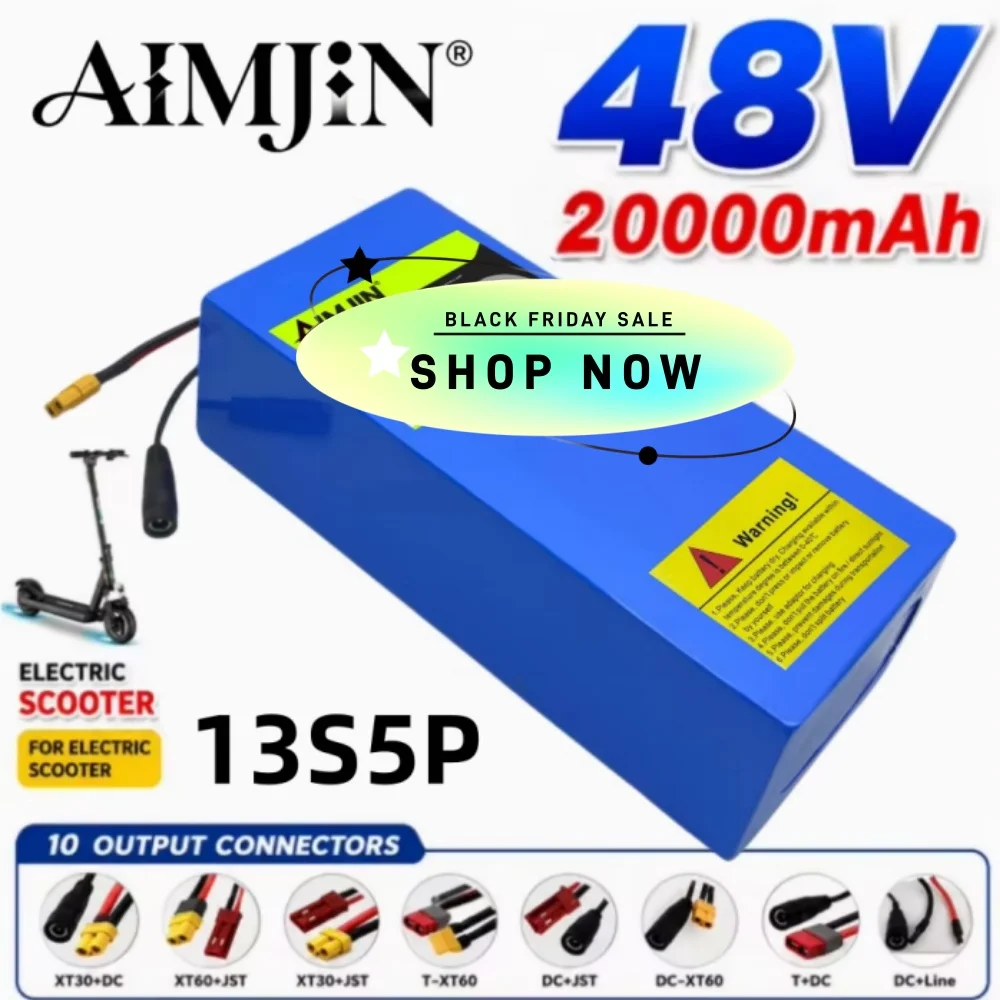 48V 20Ah 18650 Lithium Battery Pack 13S5P with Intelligent 30A BMS 1500W High Performance Electrical Machinery And Charger Set