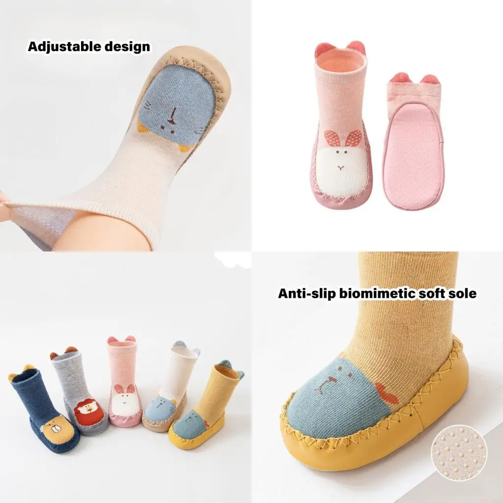 

581F Stretchy Cartoon Infant Socks Anti Skid Lightweight Design For Active Toddler